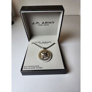 New J.P. Army Men's Stainless Steel 24" Compass Nautical Pendant Necklace
